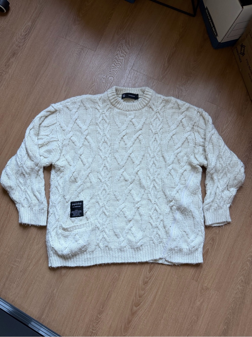 GU x Jun Takahashi Undercover Japan Cable Knit Sweater Knitwear White Men Large